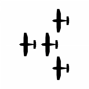 Bovenaanzicht van de Arrow Formation met zes vliegtuigen