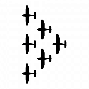 Bovenaanzicht van Delta Formation met zes vliegtuigen