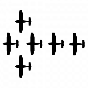 Bovenaanzicht van de Diamond Formation met zes vliegtuigen
