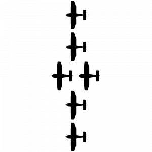 Bovenaanzicht van de Eagle Formation met zes vliegtuigen