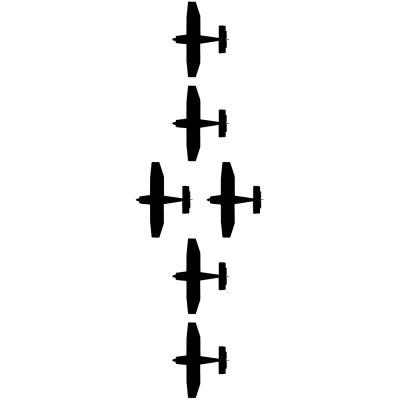 Bovenaanzicht van de Eagle Formation met zes vliegtuigen