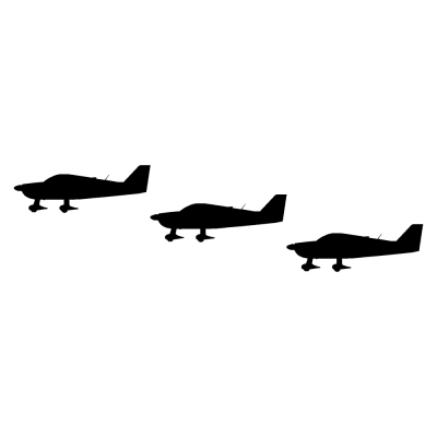 Zijaanzicht van vliegtuigen die recht achter elkaar vliegen