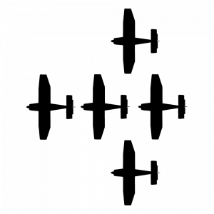 Bovenaanzicht van de Star Formation met vijf vliegtuigen